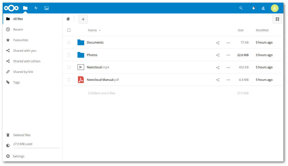 NextCloud Dashboard